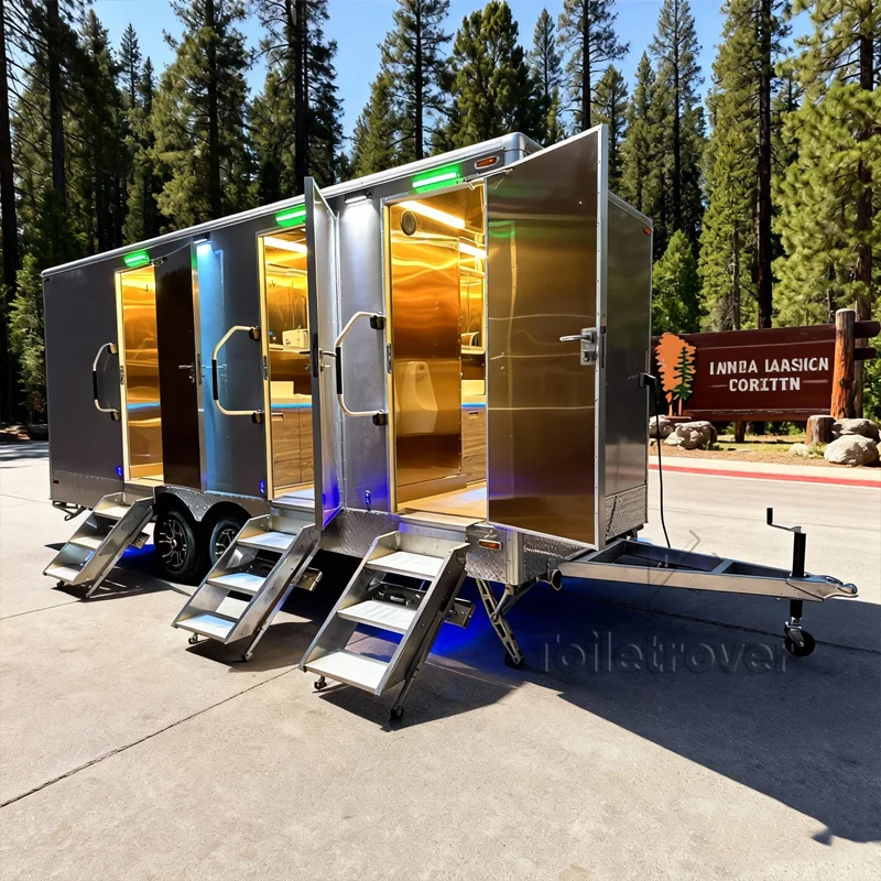 Customization  5 Stalls Vip Mobile Toilet Trailer Luxury Restroom Trailer Portable Bathroom Trailer for Outdoor Wedding
