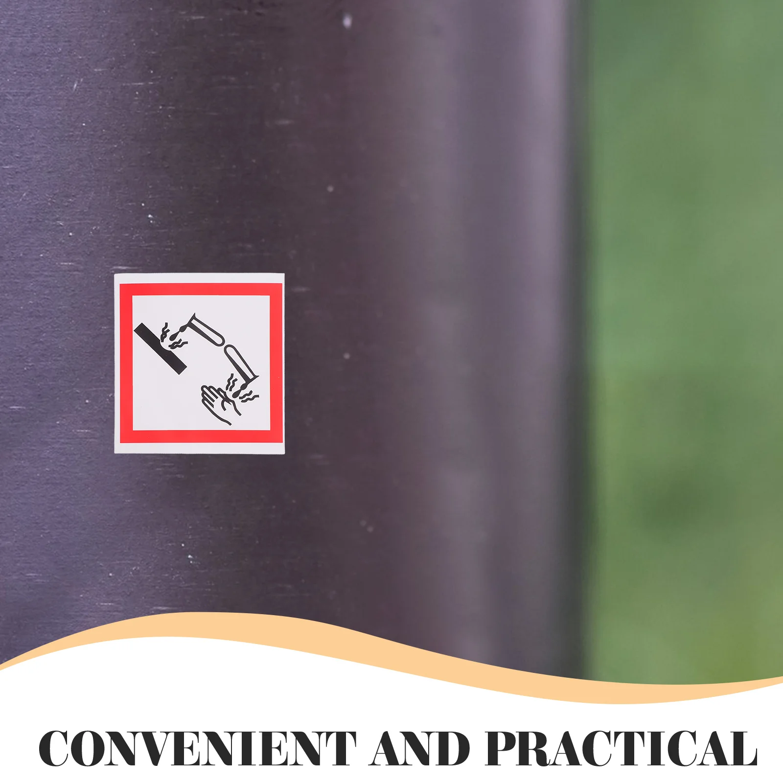 5Pcs Corrosive Material Label Sticker High Visibility Pictogram Safety Decal for Hazmat Chemical Identification Industrial Use