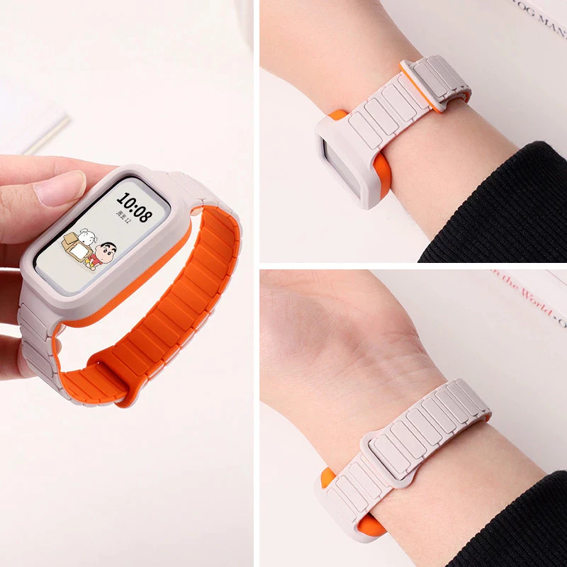 Магнитный силиконовый ремешок для смарт-часов Xiaomi Mi Band 9 Active, аксессуары, спортивный браслет + защитный чехол, Redmi Band 3