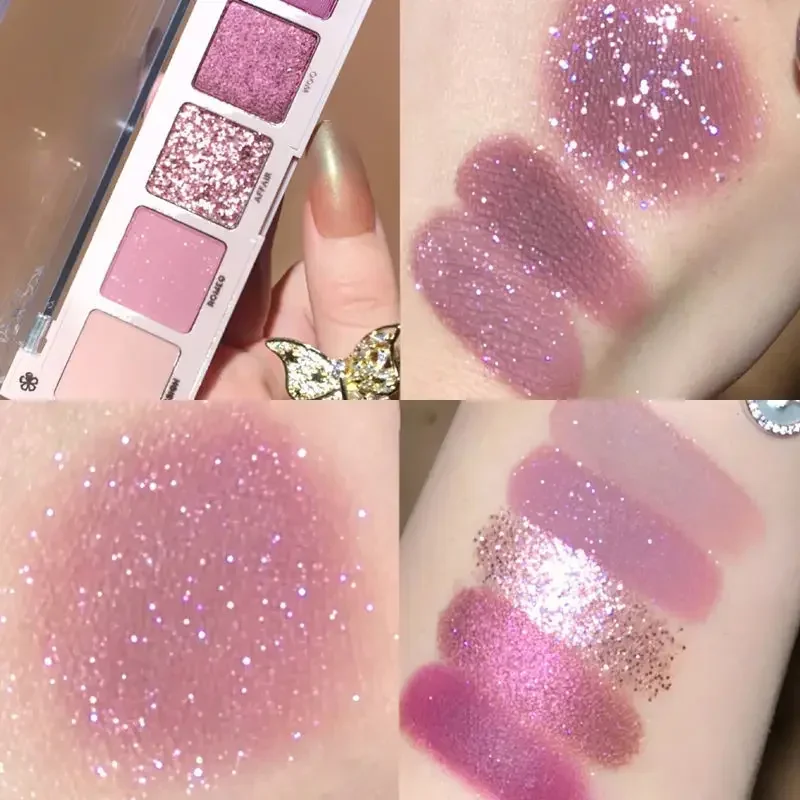 2024 New 5-color Eye Shadow Plate Earth Color Taro Pink Purple Pearl Matte Eye Shadow Plate Ins Affordable and Portable