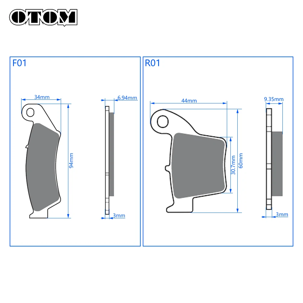 OTOM Motorcycle Front Rear Brake Pads F01 R01 Copper Sintering For HONDA CRF XR KAWASAKI KXF SUZUKI RMZ 125 250 450 Dirt Bikes