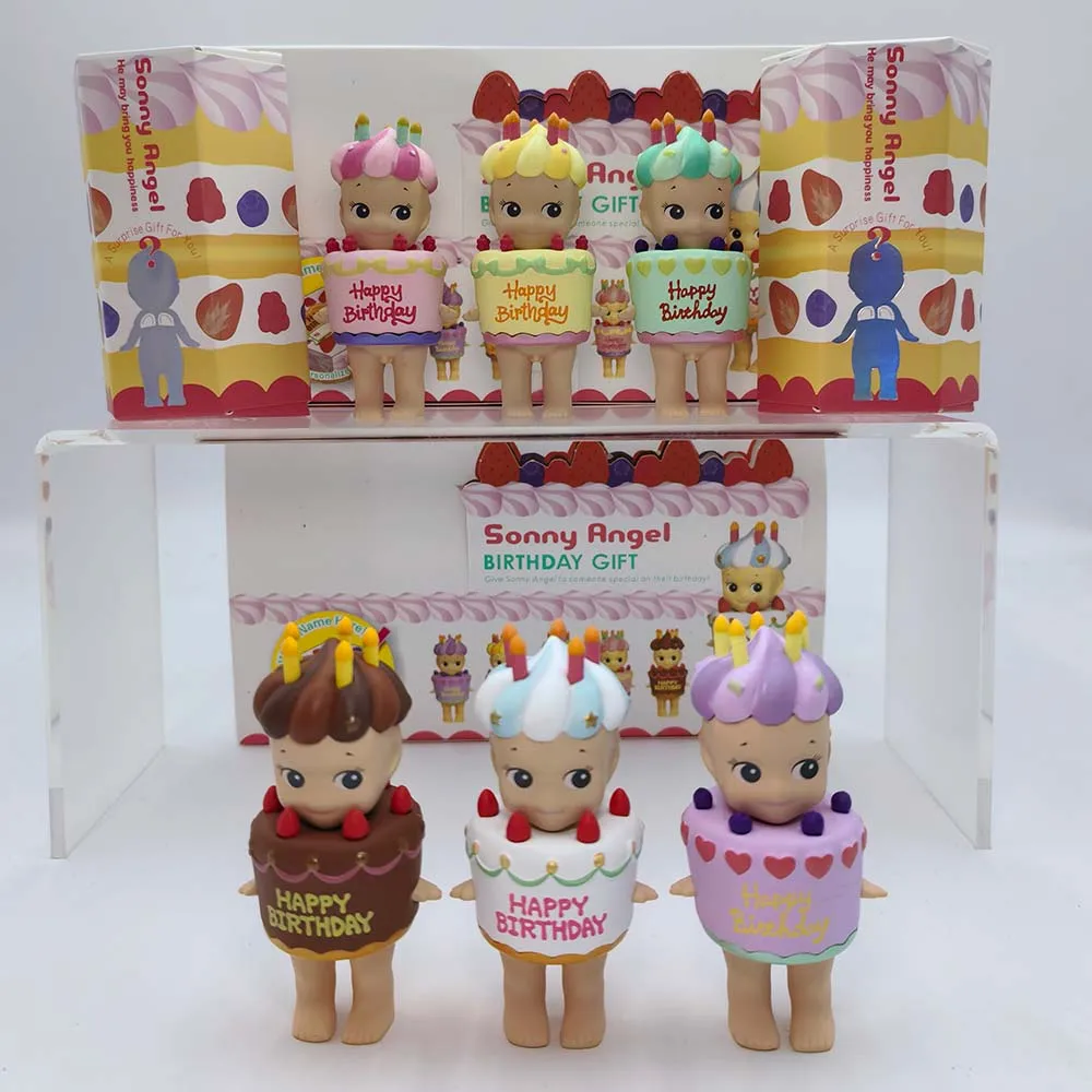 Sonny anjo bolo de aniversário série misteriosa caixa surpresa kawaii figuras anime ornamentos modelo dos desenhos animados boneca brinquedo presentes