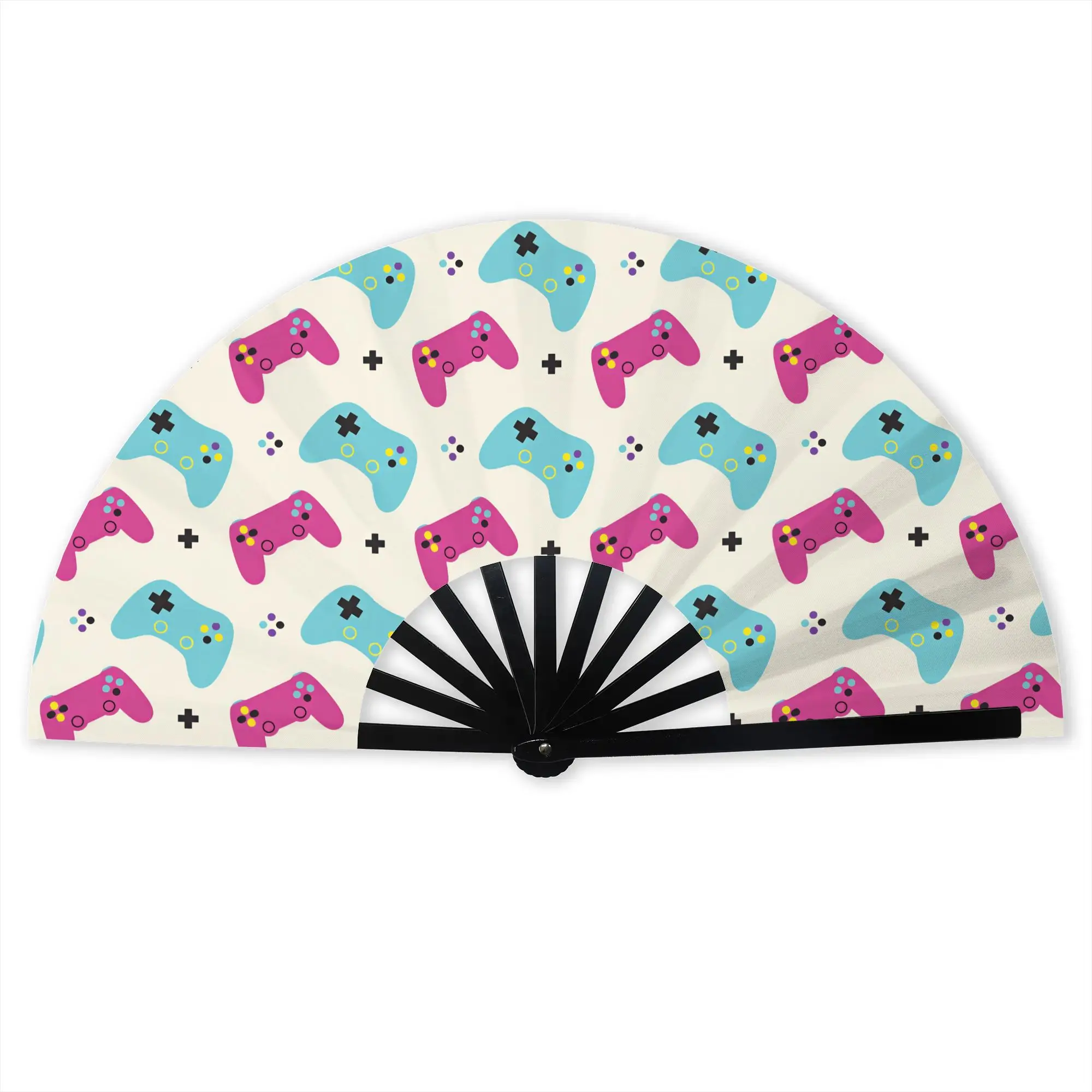 Joystick Video Game Controllers Stylish Hand Fan  Men  Printed Polyester Fan  Aesthetic For Wedding Party Gift