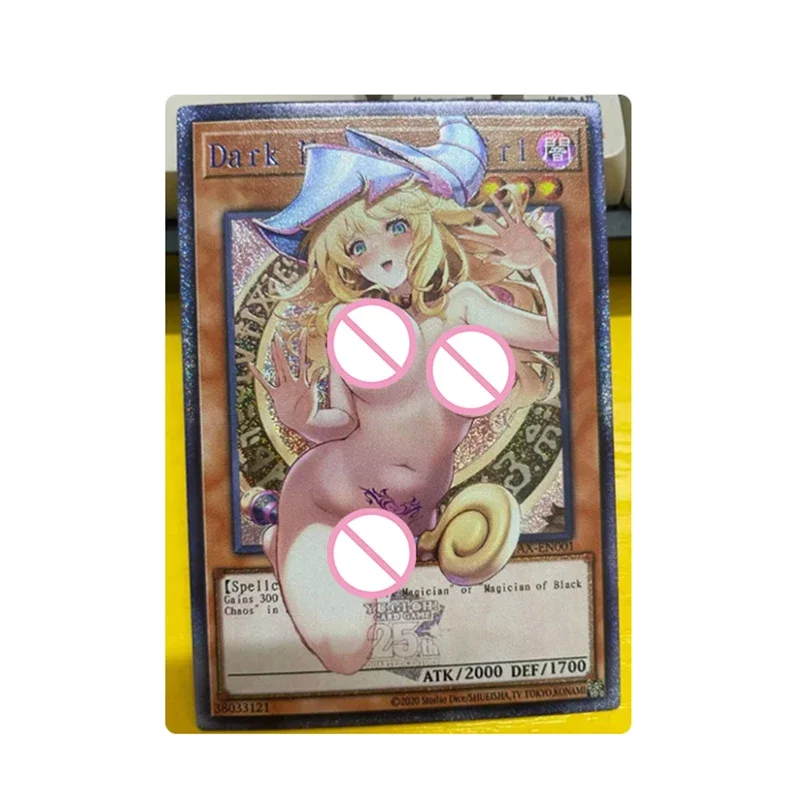 DIY Homemade Yu-Gi-Oh! Black Magician Girl Anime character Bronzing collection flash card Cartoon toys Christmas gift