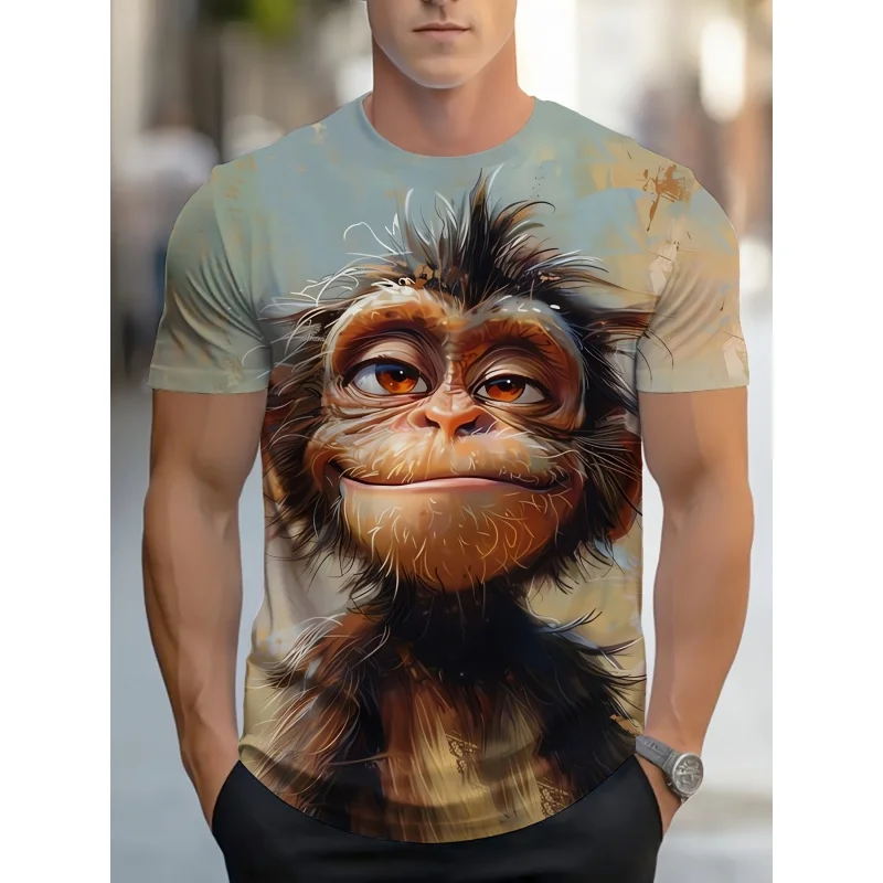 Fashion Rabbit Bear Pattern T Shirt For Men Fun Monkey Cat 3D Printed Short Sleeve Tops Summer Casual Tee Shirts Unisex Clothing