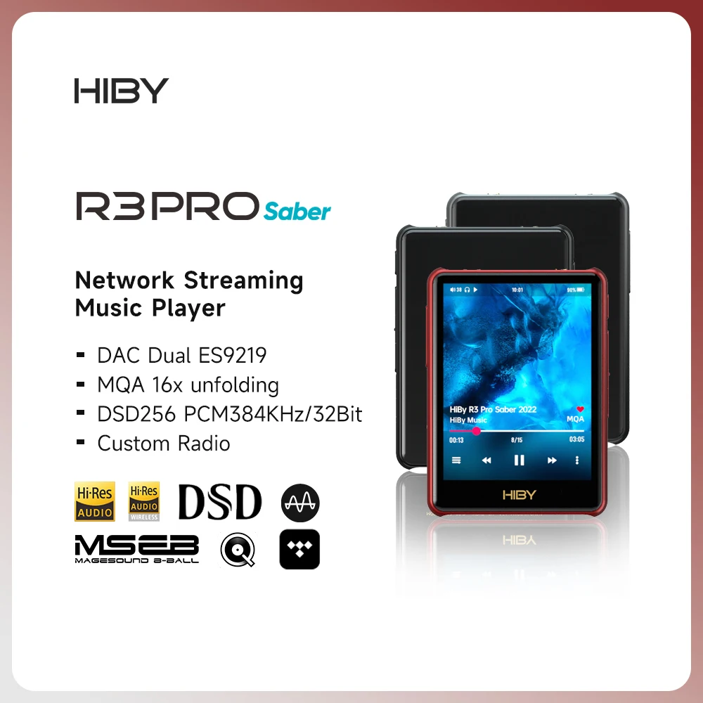 HiBy R3 Pro Saber 2022 Network Streaming Music Player USB DAC Audio Bluetooth WiFi DSD256 MQA16x LDAC Web Radio Airplay DLNA