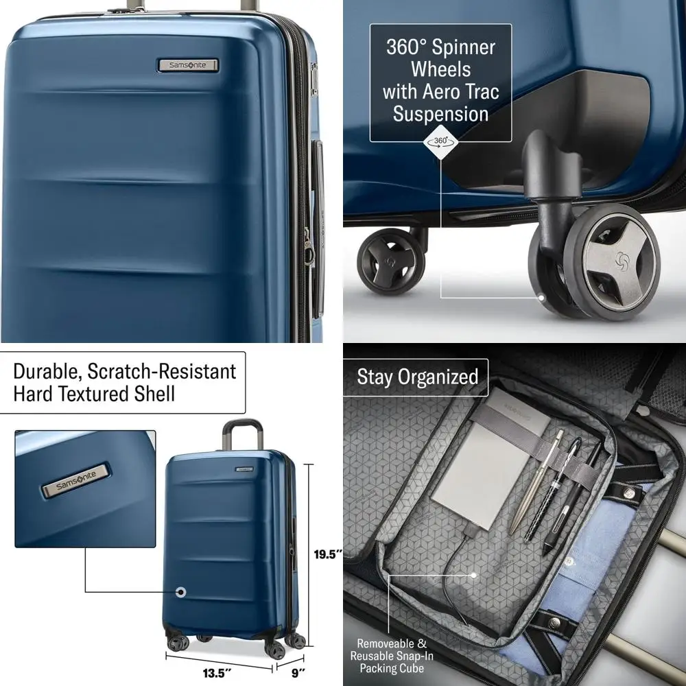 

Lightweight 20 Hardshell Carry-On Luggage - Impact Resistant, 360° Spinners, Adjustable Handle, Expandable, TSA Lock - Blue