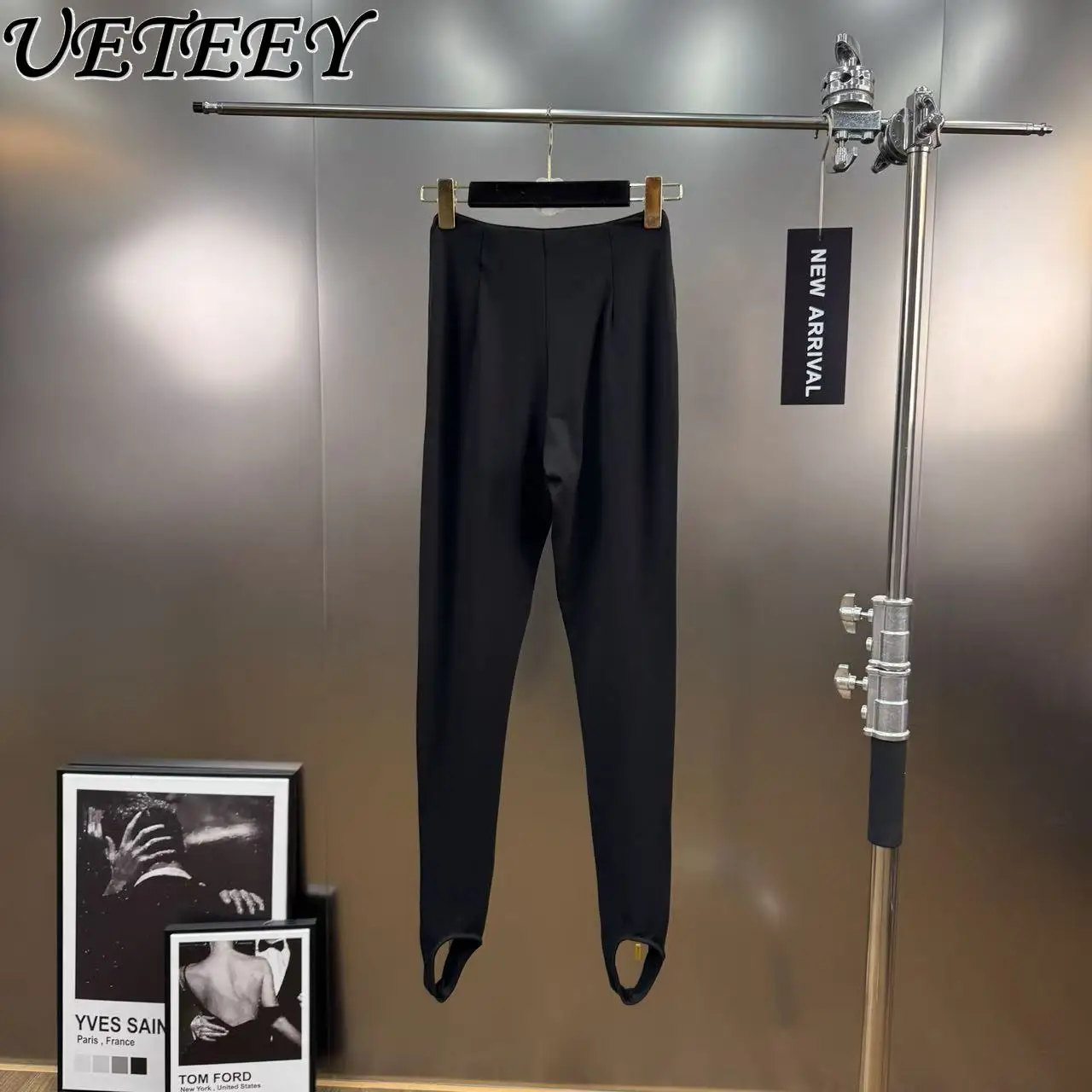 Herbst Winter Neue High-Waist Schlankheits Lange Zipper Design Slim Fit Hosen Einzigartige Chic High-End-Fühlen Schwarz Vielseitige Leggings