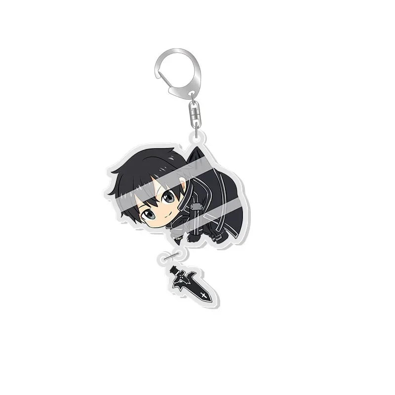 Anime Sword Art Online Kirito Keychain Yuuki Asuna Asada Shino SAO Cartoon Keyring Baji Bag Tag Accessories Decorative Gift