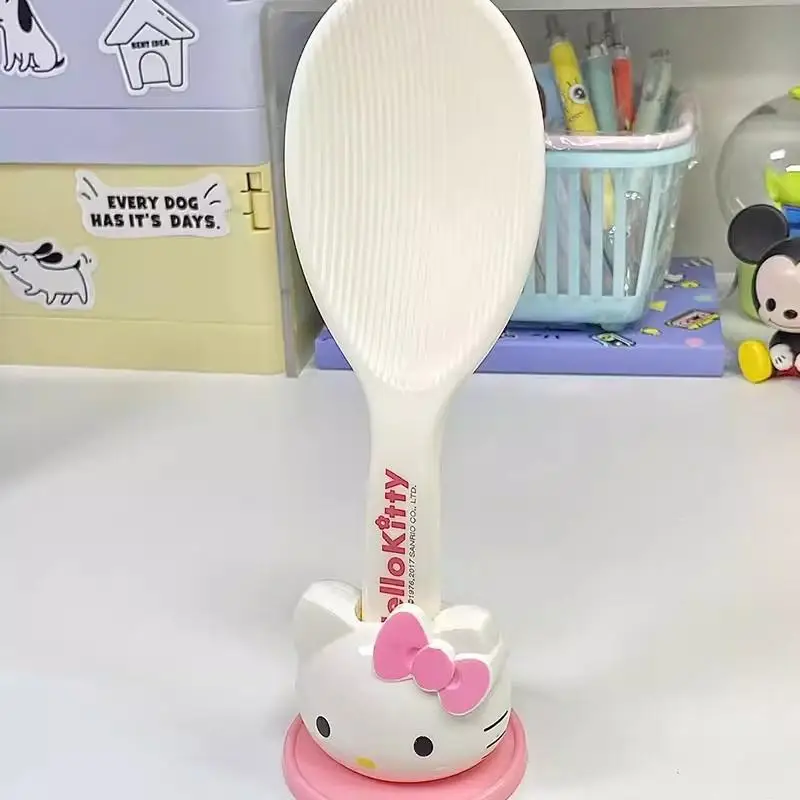 Hello Kitty пластиковая большая ложка для риса, кухонные инструменты, электрическая рисоварка, детали для хранения, лопата для риса с основанием, украшение для рабочего стола