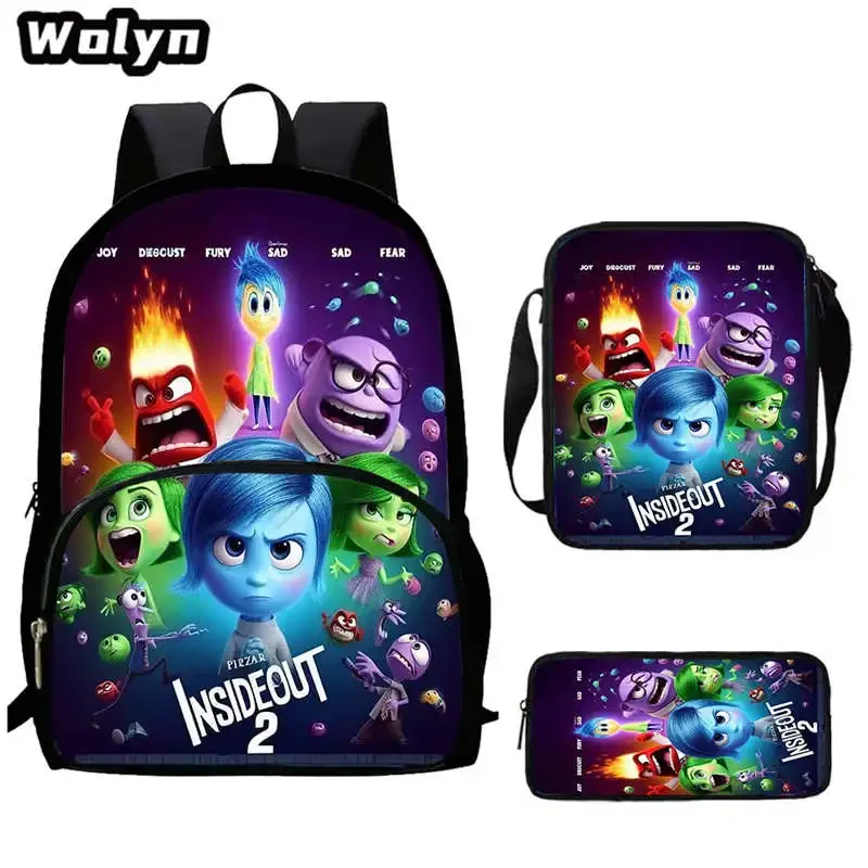 Cartoon inside out Child Backpack with Front Pocket,Shoulder Bags,Pencil Bags for Aged 5-10 Anime Backpack Boys Girls,Best Gift