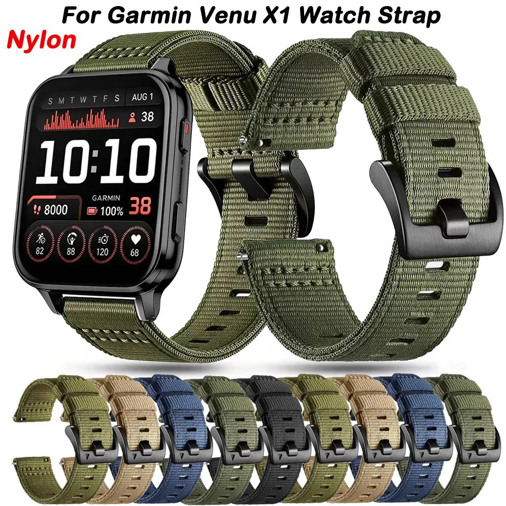 Nylon-Uhrenarmband für Garmin Venu X1 Strap / TicWatch Pro 5 Enduro Smartwatch Armband Sport 24mm Ersatz-Uhrenband