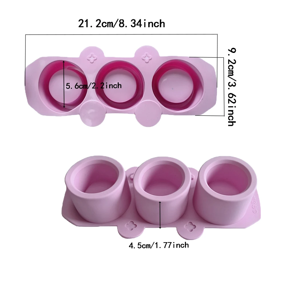 Silicone Mold for Succulent Plant Pots, DIY Craft Candlestick Mini Plant Mould, 3-Cavity Round Pot Silicone Mold for Clay Crafts - view 2