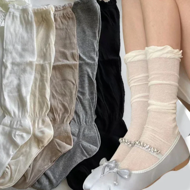 Thigh JK Japanese Style Long Socks Stockings Thin Breathable High Socks Stockings Women School Girls Solid Color Knee High Socks