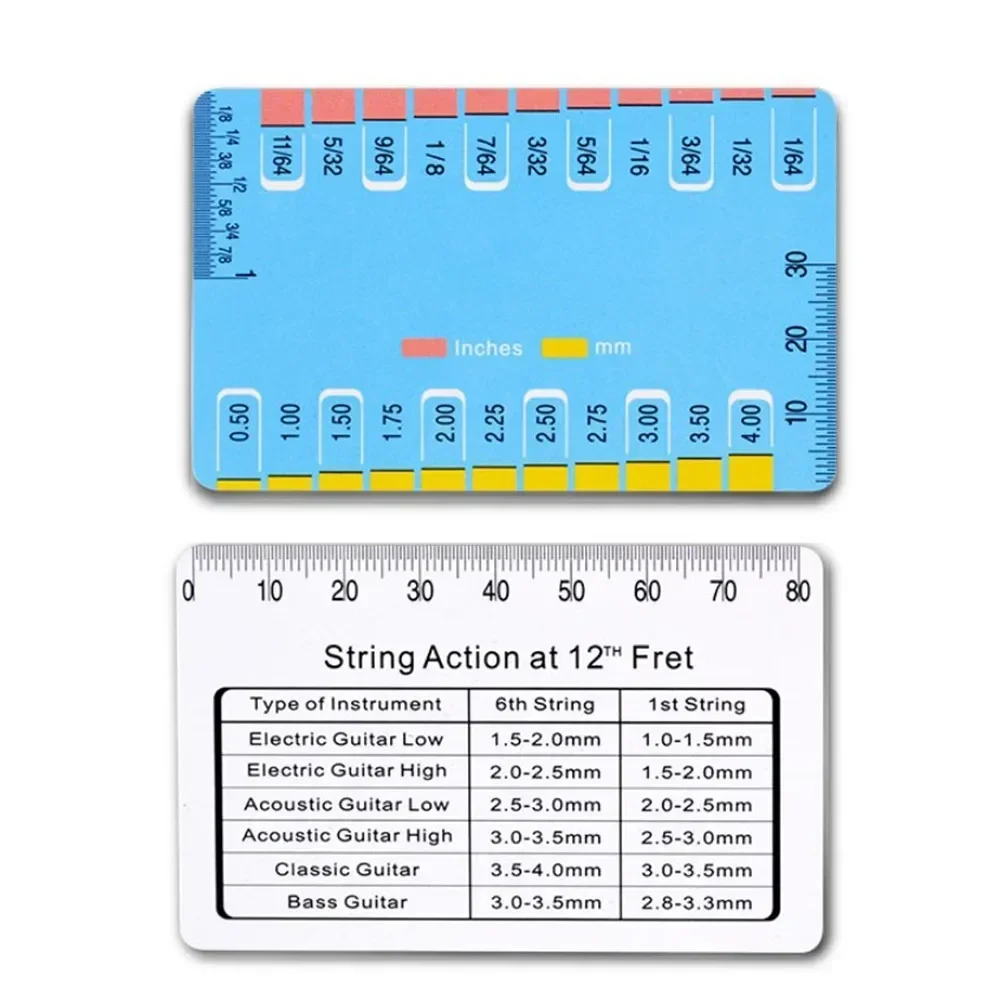 Guitarra acústica elétrica string action gauge altura régua ferramentas de medição peças dupla face ação calibre governantes portátil