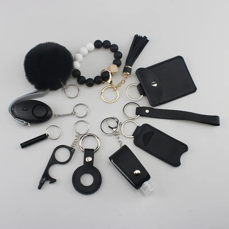 Safety Keychain DIY 11pcs Self Defense Security Keychain Set With Personal Alarm Protective Keychain Accessories For Women Girls