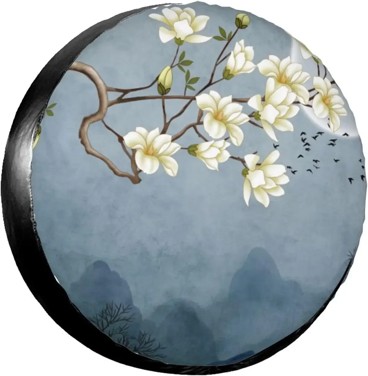 

White Magnolia Flower Tire Covers Waterproof Wheel Cover Spare Tire Cover Trailer Accessories for RV Truck SUV Camper
