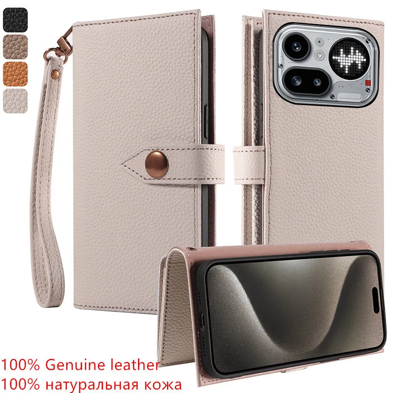 

Premium 100% Genuine leather multi-functional card slot wallet Cover For Nothing Phone (4a) Pro A069P A069 shockproof phone Case