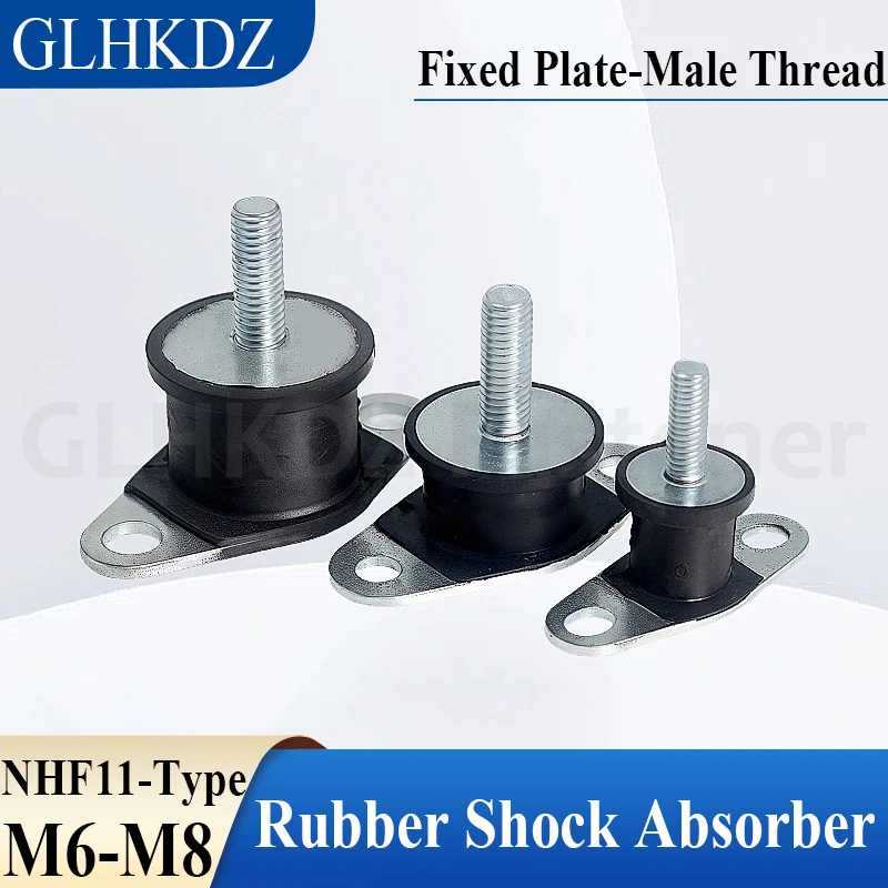 M6-M8 Fixed Plate-Male Thread Rubber Shock Absorber Crash Pad NHF11-Type Damper Noise Reduction Anti Vibration Isolation Mount