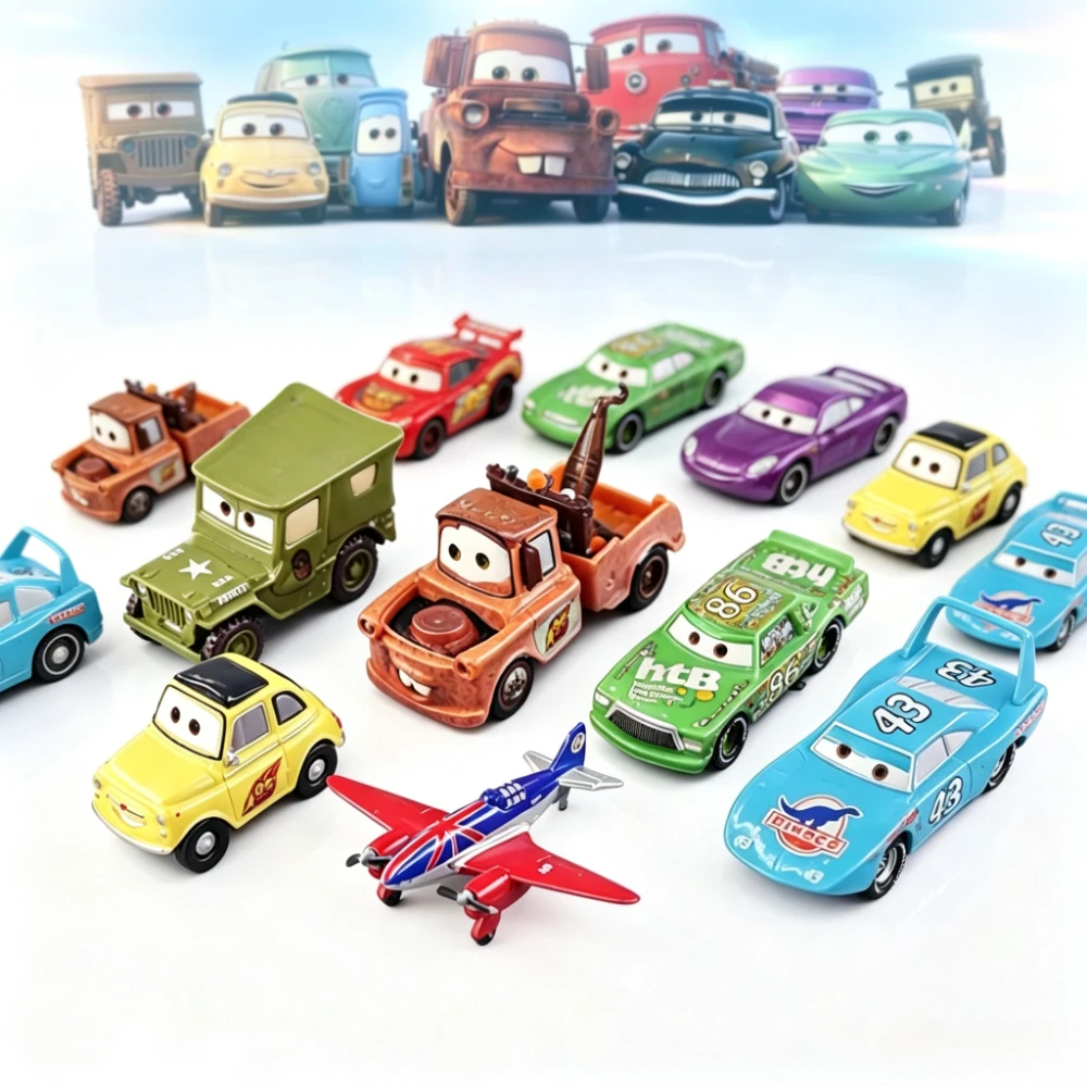 Disney Pixar Cars 1:55 Diecast Alloy Model Car Lightning McQueen Jackson Storm Mater Sally Sheriff Kids Collection Birthday Gift