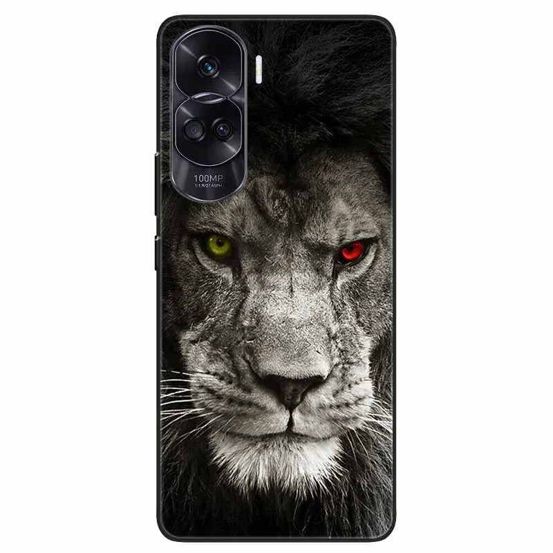 For Honor 90 Lite Case Soft Silicone Wolf Lions TPU Phone Cases for Honor 90Lite 5G Shockproof Cover 2023 Black Bumper Cute 6.7