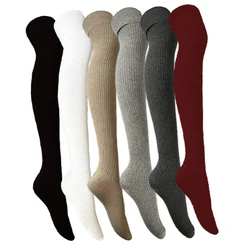 Women's Stockings Gaiters Striped Long Socks Thigh Winter High Stockings Warm over Knee Socks Soft Wool Christmas Stockings