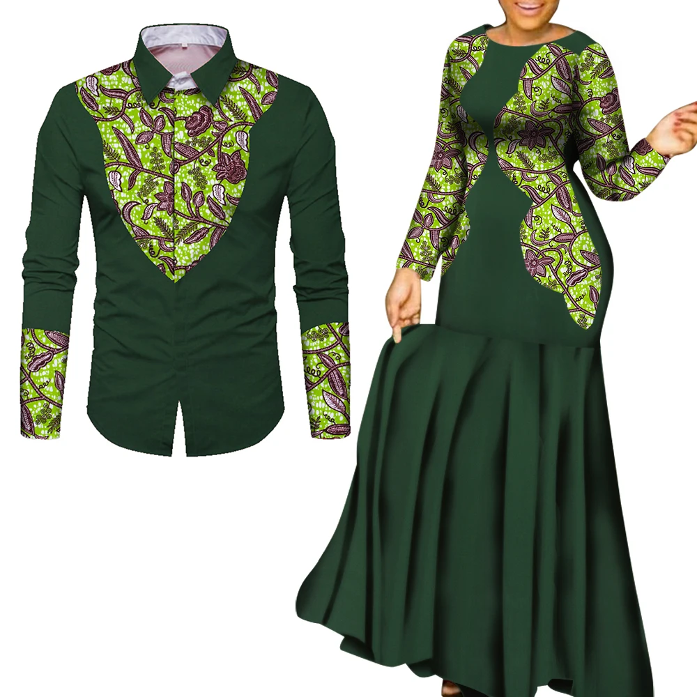 

African Clothes for Couple African Clothing for Lovers Man's Woman's Long Party Maxi Dress WYQ