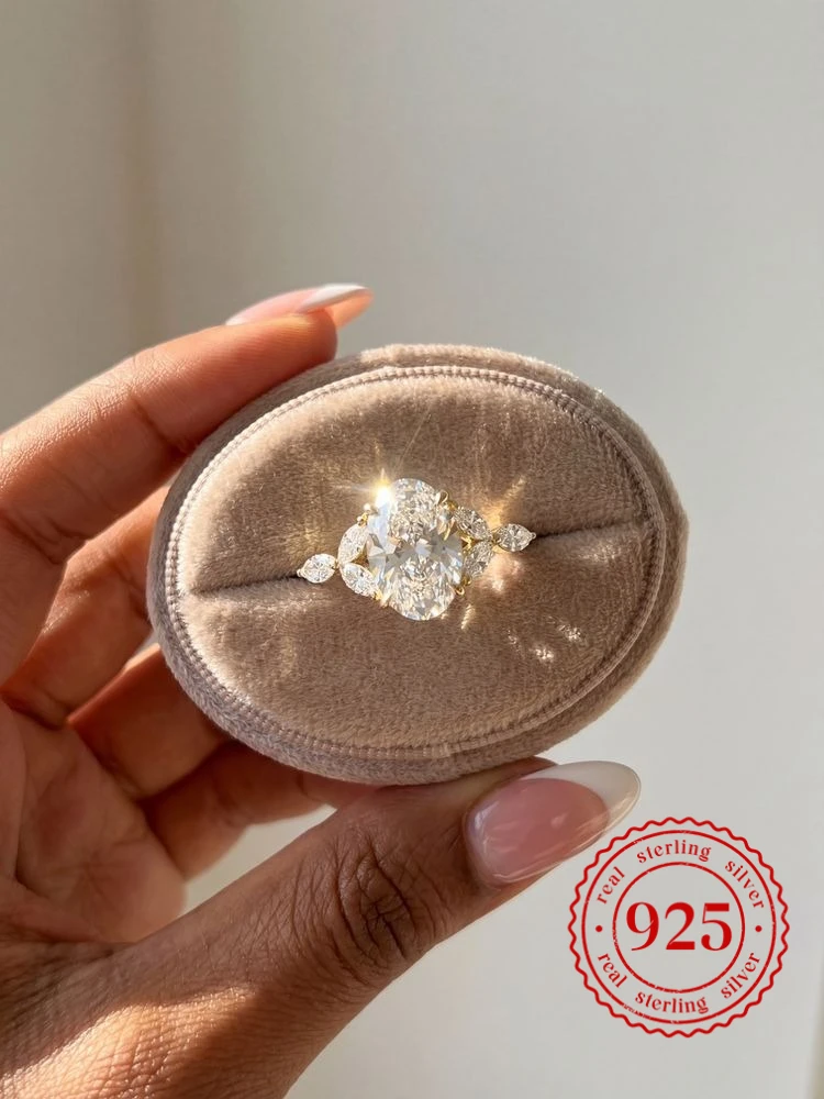 

925 Sterling Silver Gorgeous Fashion Oval Marquise Zircon Ring For Women Anniversary Wedding Luxury High Quality Fine Jewelry