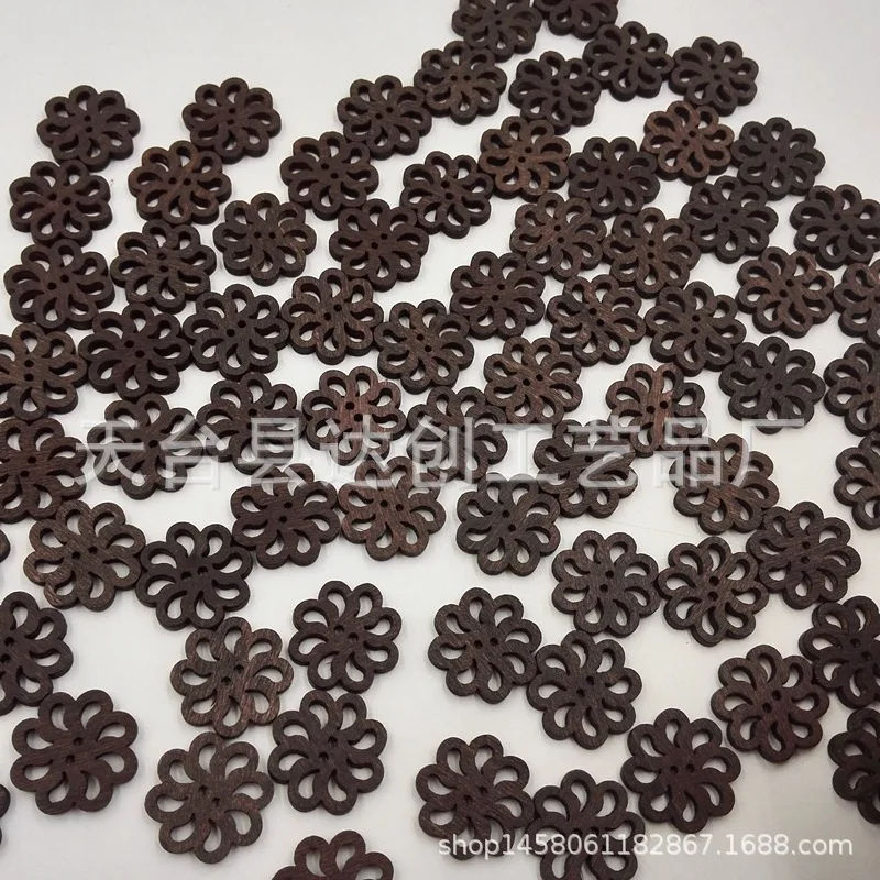 2.0Cm retro chrysanthemum button, hollow button, kindergarten DIY handmade wooden button