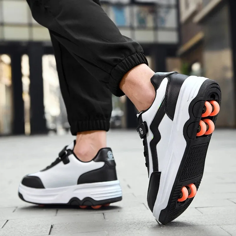 

6 Wheels Children's Roller Skates Shoes Detachable Shoes with Wheel 2 in 1 Removable Pulley Skate Skating Parkour Racing Sneaker