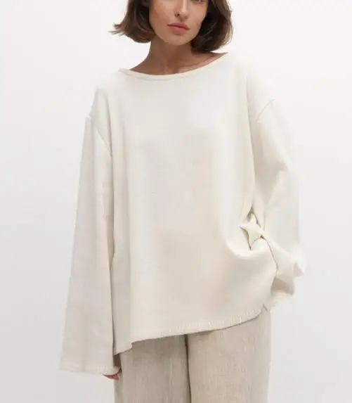 

Autumn and Winter Round Neck Solid Color Pullover Sweater for Women, Casual, Loose, Lazy, Sexy, Backless Knitted Sweater