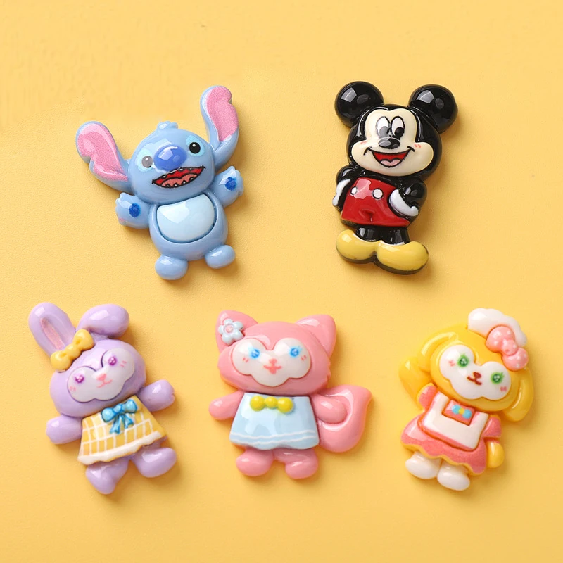 10 Pcs Cartoon Cute Cartoon Rabbit ，Big Eared Monster Resin Hairpin Pendant Scrapbook Craft Diy Miniature Ornament Accessories