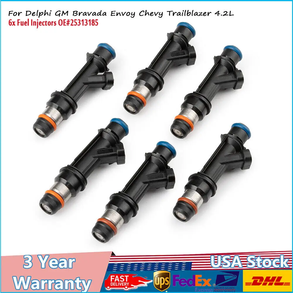 

6PCS Fuel Injectors For Chevy Trailblazer GMC Envoy 4.2L 2002-2004 25313185