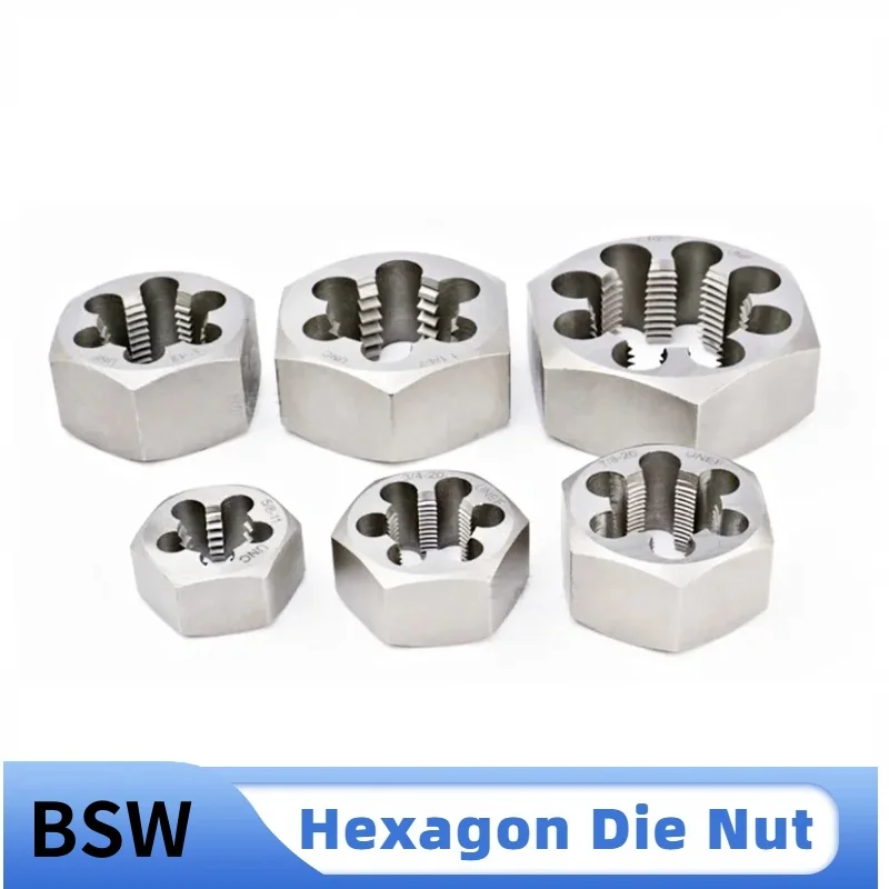 

1PCS British system BSW Hexagon Die Nut Alloy Steel 3/16 1/4 5/16 3/8 7/16 1/2 3/4 7/8 1/8 1'' Right Hand Nut Dies