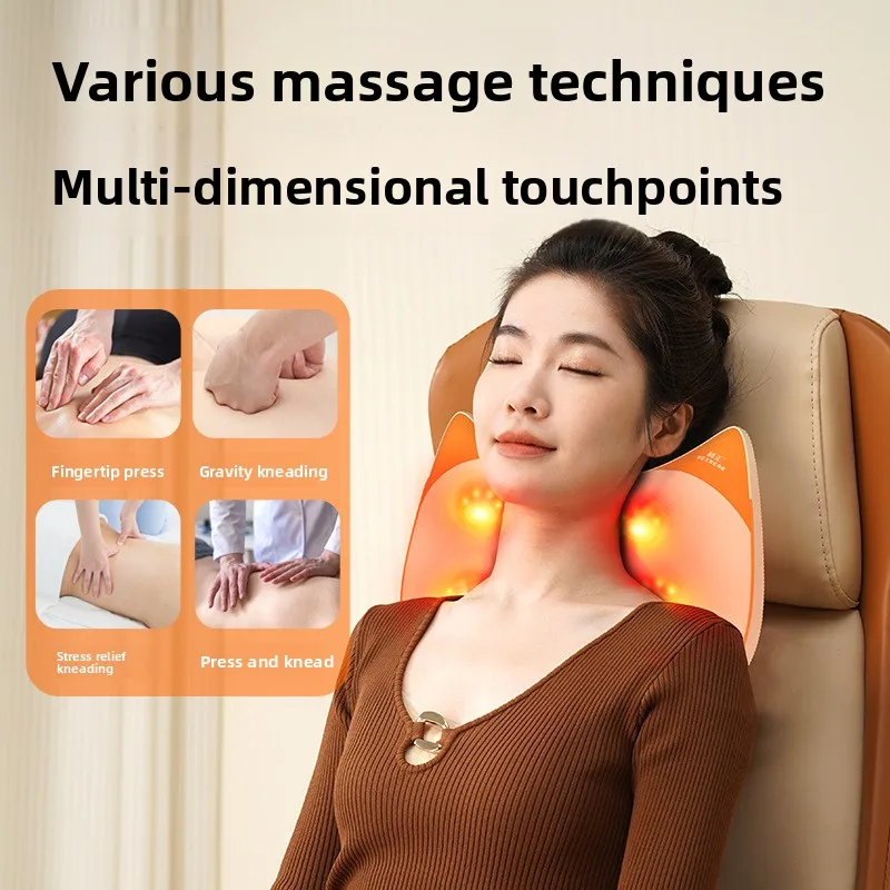 Home Car Neck and Shoulder Hot Compress Massage Pillow Waist Kneading Massager