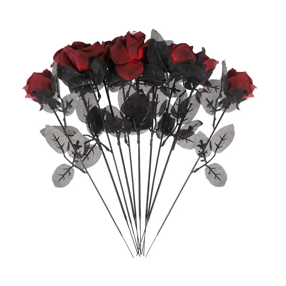 

10Pcs Horror Eyeball Rose Flower Halloween Simulated Rose Decoration Creepy Party Supplies Halloween Prop Flower with Eyeball