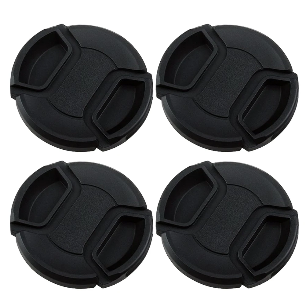 

4 pcs Lens Cover Splashproof Dustproof Black Camera Protector Center Pinch Snap Button Practical Design Easy Install