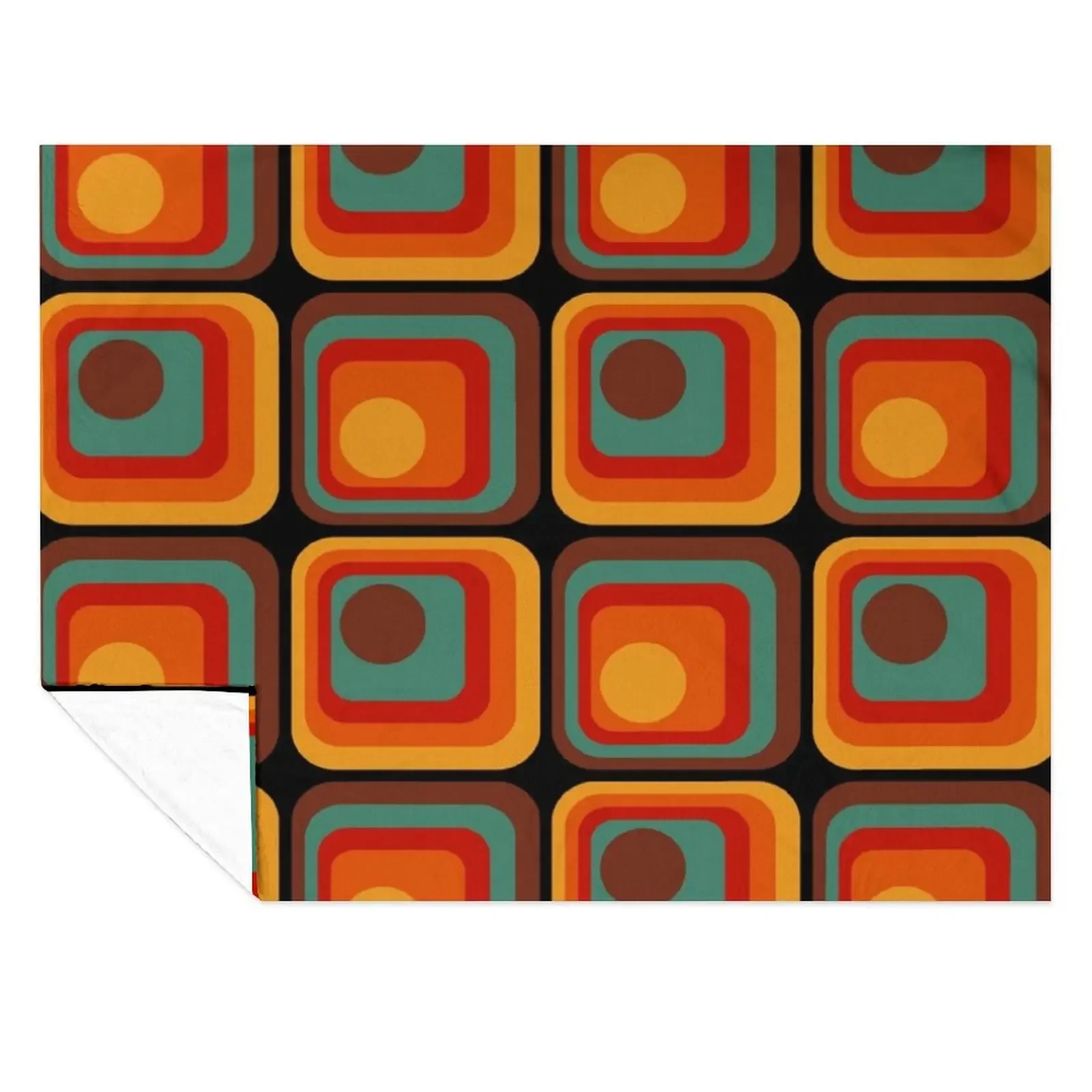 

Retro Geometric Gradient Square and Circle Pattern 222 Throw Blanket Quilt Thermal Cute Plaid Shaggy Blankets