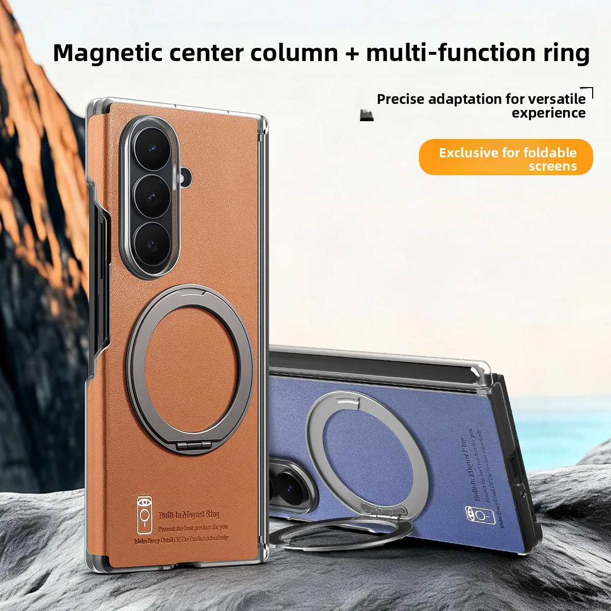 360° Drehbare Magnetische Handyhülle für Samsung Galaxy Z Fold 7 6 5 4 für Magsafe Kabelloses Laden Leder-Scharnierschutz-Cover