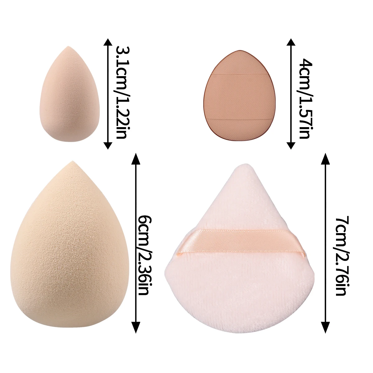 12pieces Soft and non-sticky powder makeup sponge egg Powder puff set: large and small beauty eggs + triangle/thumb powder puff