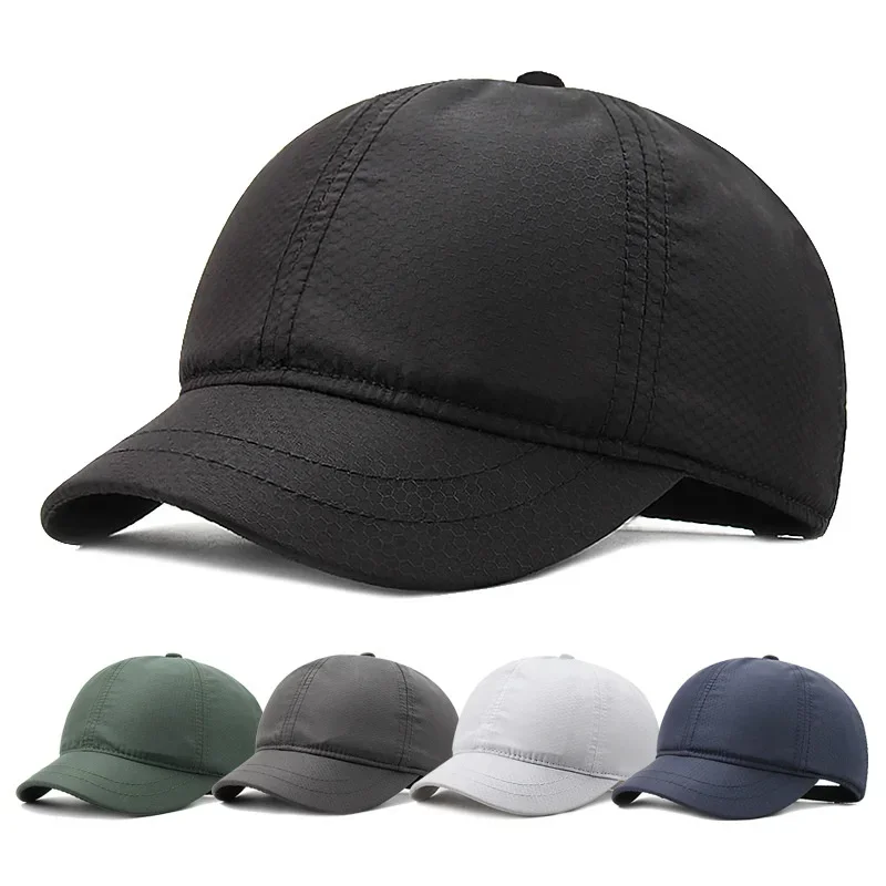 2024 Male Summer Thin Polyester Short Brim Baseball Caps Men and Women Outdoors Casual Big Size Sun Hat 55-62cm 5 Colors