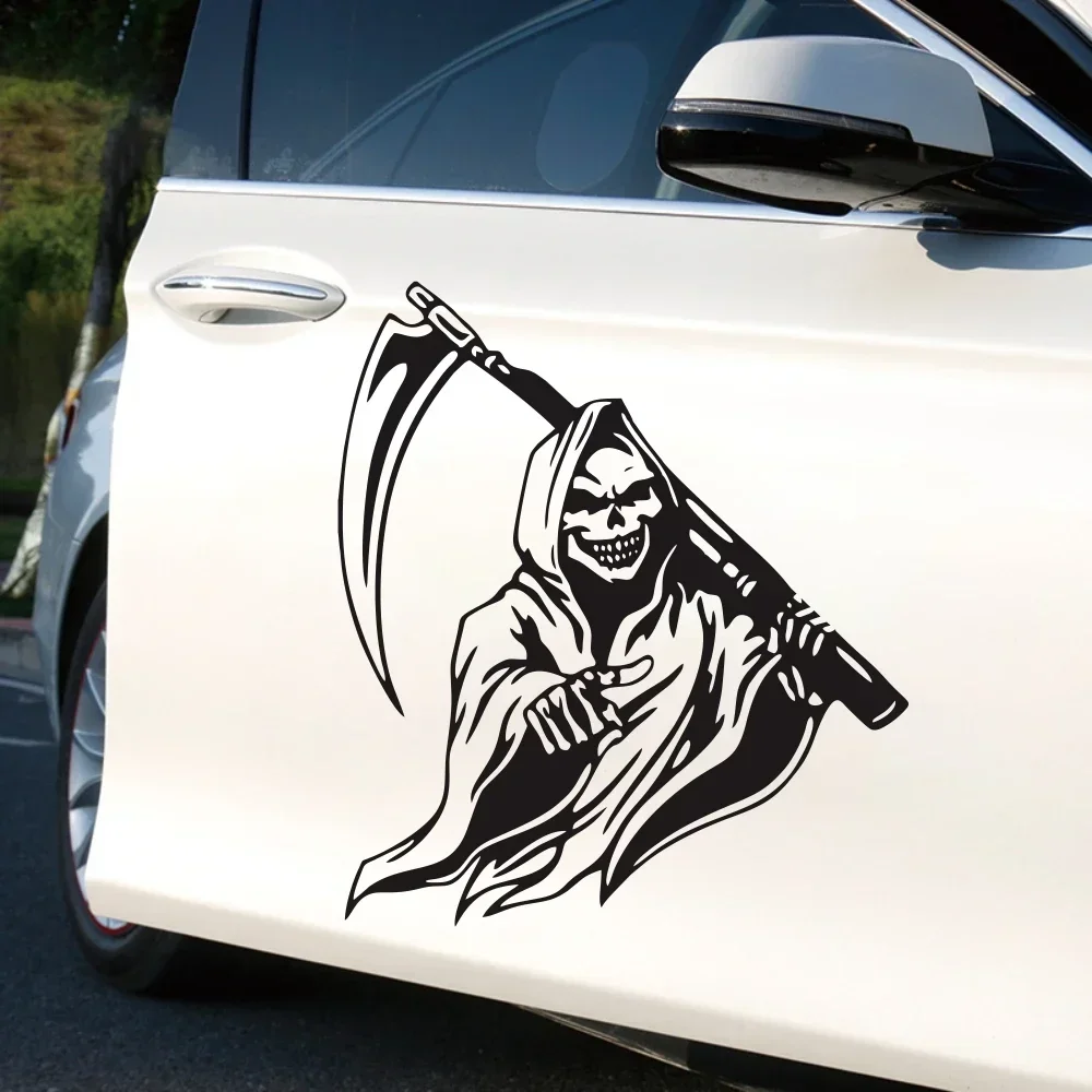 

Funny Skeleton Zombie Car Stickers Truck Door DIY God of Death Car Stickers Sickle Totem Front Cover Vinyl Decals for Auto