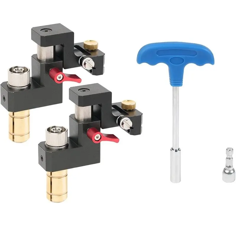 ABDJ-MFT Table Bench Dog Clamp, 2Pcs Track Saw Anti-Tipping Stop Locator, For Festool Woodworking Cutting Guide Limit Stop