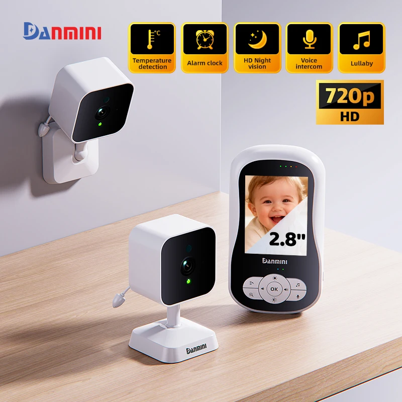 Moniteur pour bébé avec interphone vocal bidirectionnel, vision nocturne infrarouge, caméra pour bébé avec moniteur, surveillance vidéo, protection de sécurité