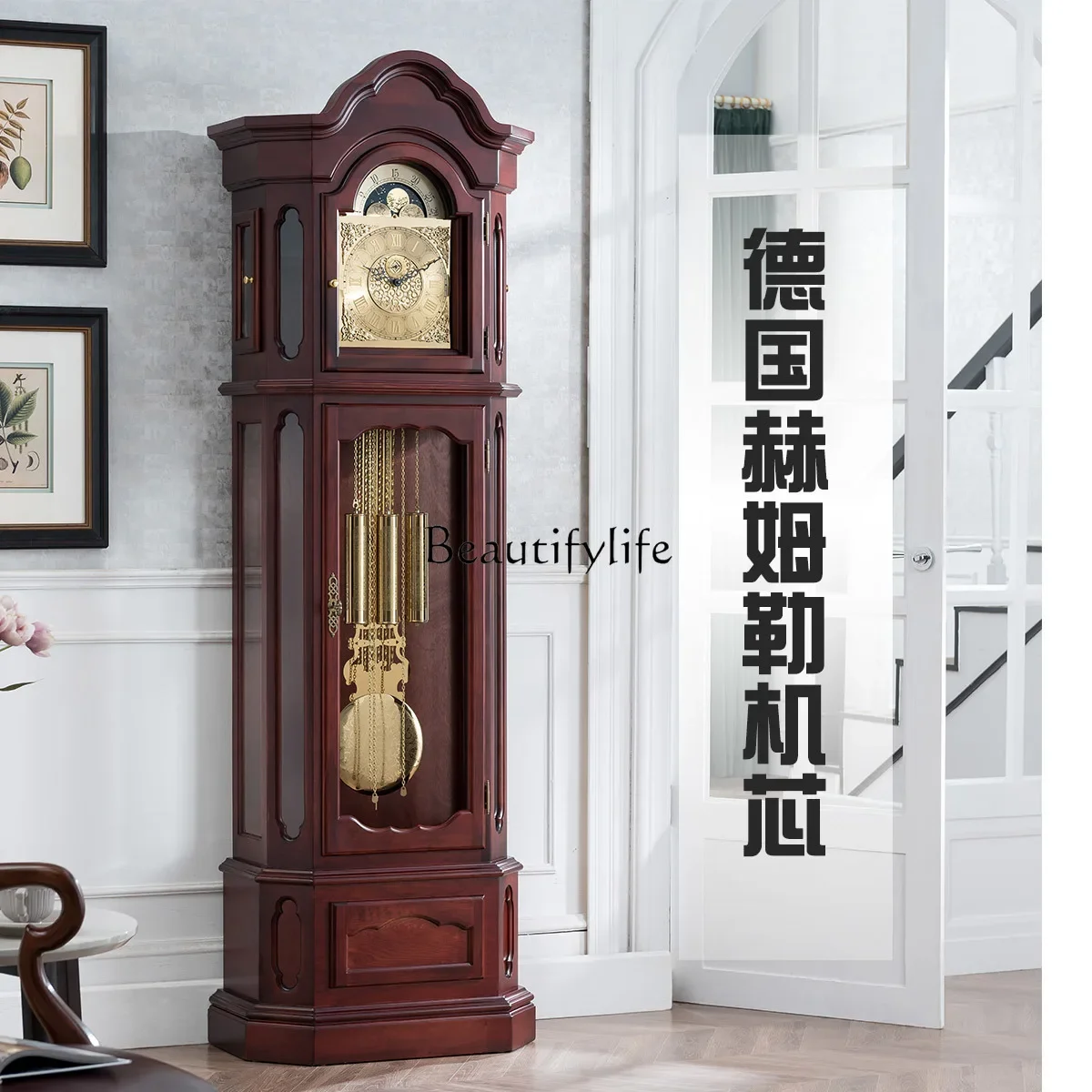 

yj5 German Helmler floor clock Chinese retro pendulum clock living room machinery