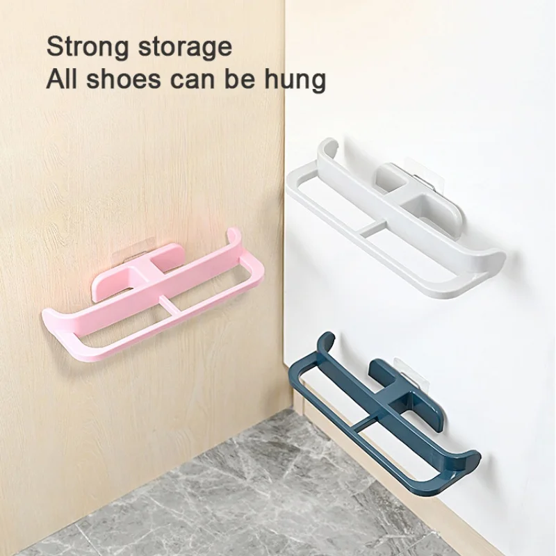 Non-perforated Bathroom Slippers Rack Wall Hanging Toilet Slippers Storage Rack Towel Rack Plastic Shoe Storage Rack Dropshiping