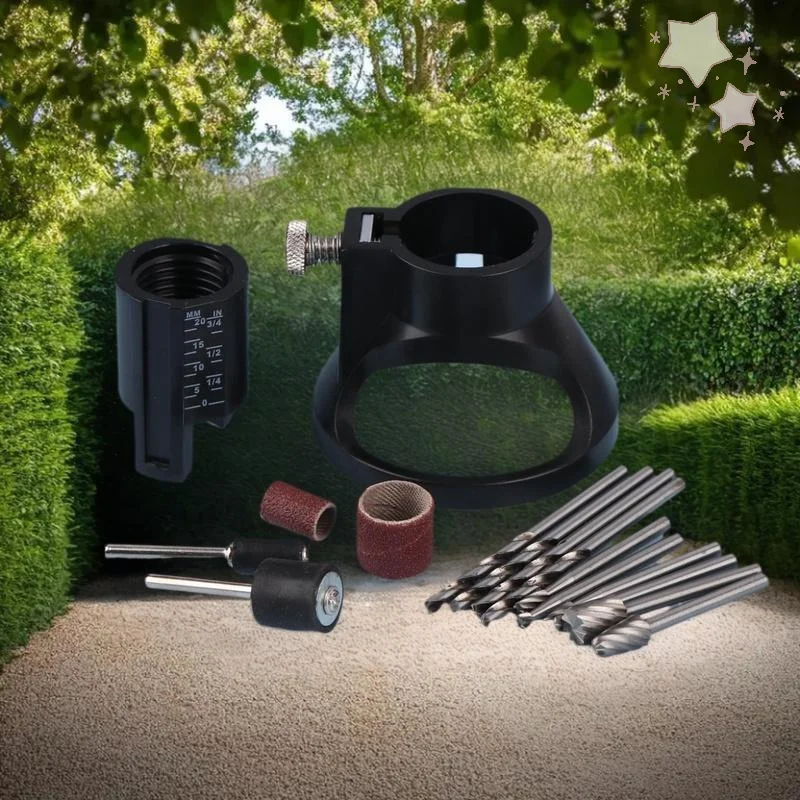 

Tool Kit for Woodwork: Guide Attachment Twist Drill Bit, Rotary Router, Milling Cutter for Dremel