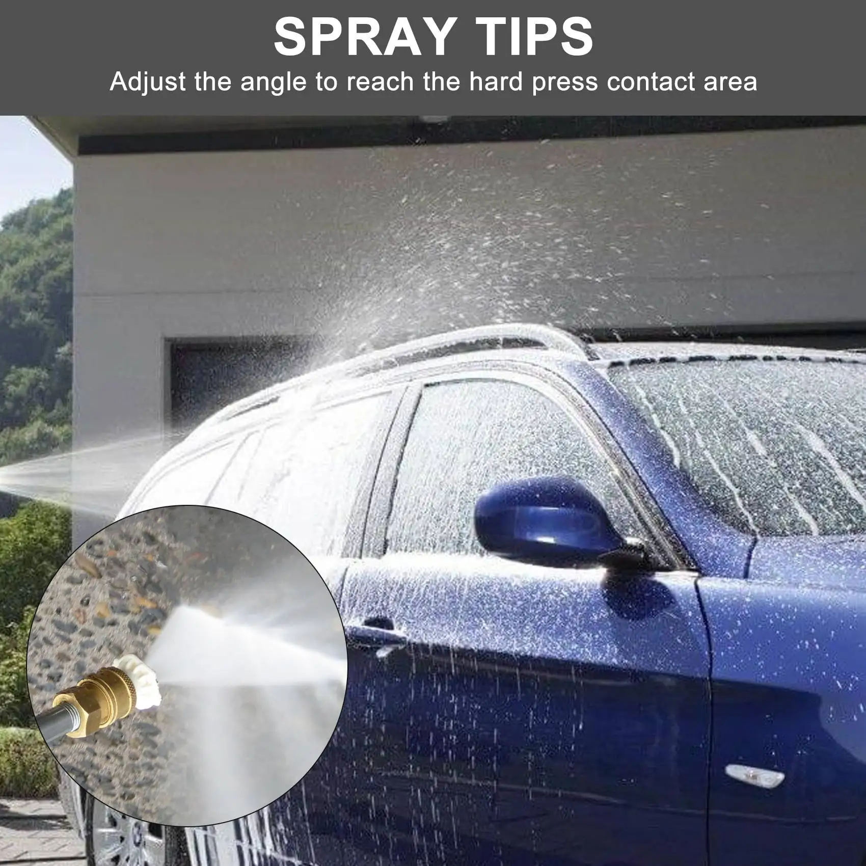 A76T-Pressure Washer Wand With Adjustable Angle Nozzle, 16 In Ch Spray Lance 180 Degree With 5 Angles Quick Connect Pivot Adapte
