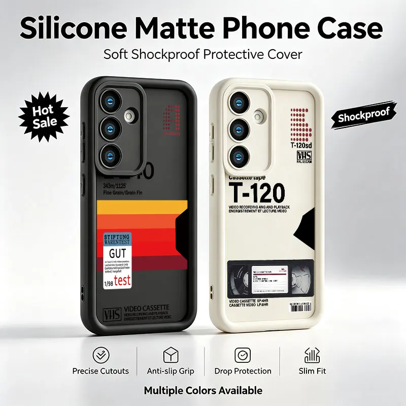 Retro VHS Video Tape Label Phone Case For Samsung Galaxy A17 A16 A15 A14 A07 A06 A57 A56 A55 A54 A53 A52 A36 A35 A34 A33 A26 A25