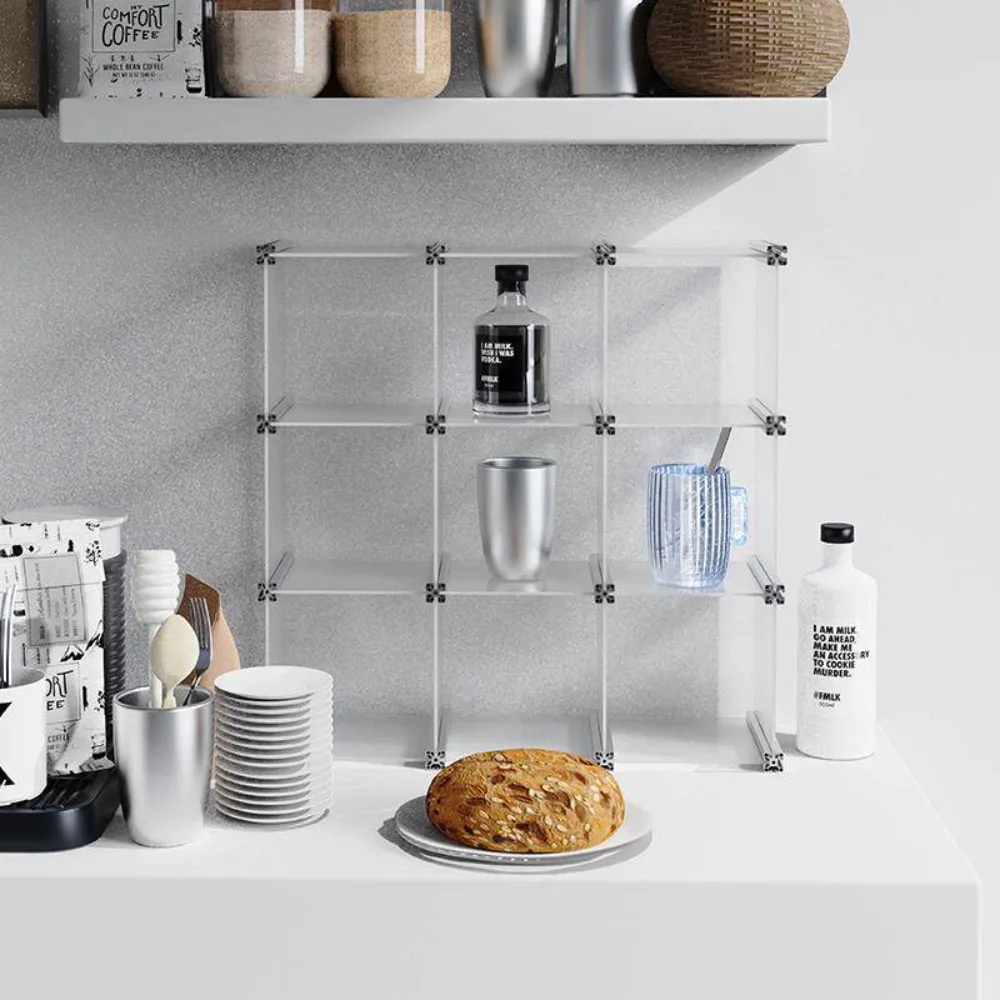 Nordic Acrylic Water Glass Shelf Desktop Frame Cosmetic Hand-held Shelf Desktop Decorative Accessories Table Storage Ornaments